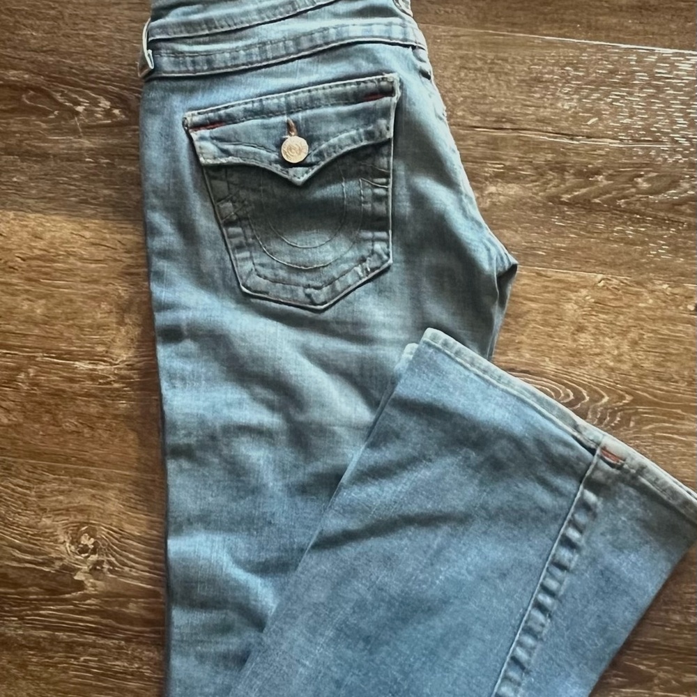 True Religion Blue Flare Wide Leg Jeans